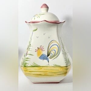 1990s Jay Willfred “Roosters”  Ceramic Kitchen Canister Jar
